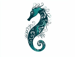 Naklejka premium Ornate Seahorse Design