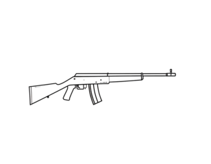 A simple line drawing of a rifle