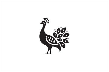 Fototapeta premium the peacock silhouette with a simple, understated design set against a white background