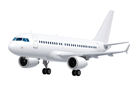 A pristine white passenger airplane, ready for takeoff or landing