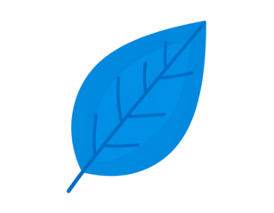 A stylized blue leaf illustration