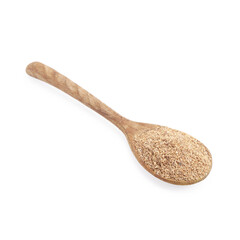 Superfood. Coriander powder in spoon isolated on white