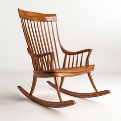 Wooden rocking chair with slatted back (1)