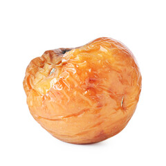 One whole rotten apple isolated on white