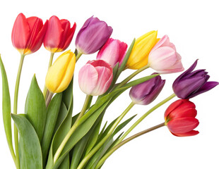 Naklejka premium bouquet of tulips isolated on transparency or jpeg background