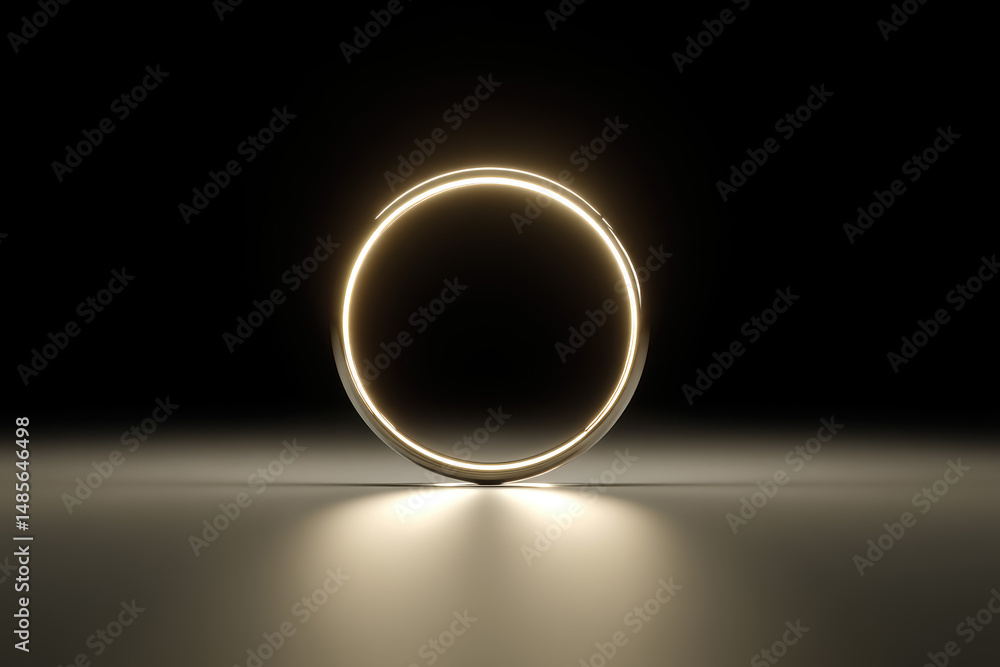 Poster bright circular light against a dark background creates a captivating visual effect for artistic dis