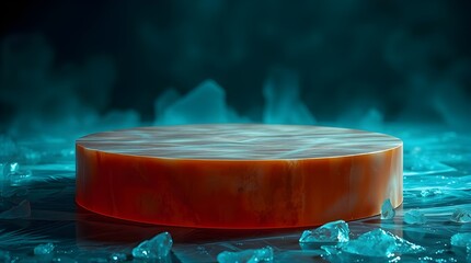 Icy Fire Mockup Product Showcase on a Stunning Circular Display Platform