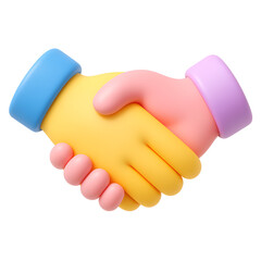 Handshake Icon in 3D Cartoon Style
