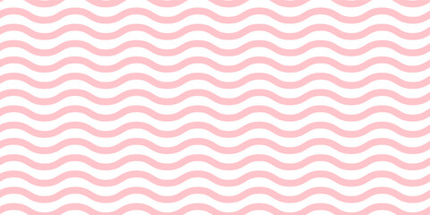 Seamless Wave Pattern Pink and White Striped Background
