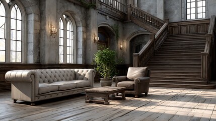 Abandoned Interior of a Dilapidated Mansion on an Island Under Natural Light