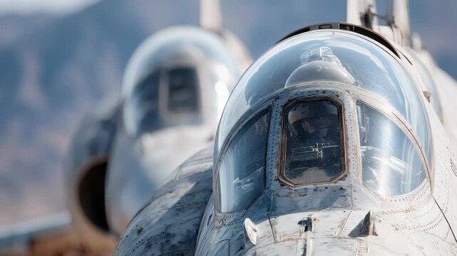 Pilot Visible Through Jet Cockpit Window