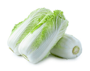 Three fresh Chinese cabbages isolated on white