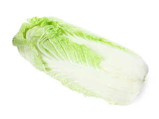 One fresh Chinese cabbage isolated on white, above view