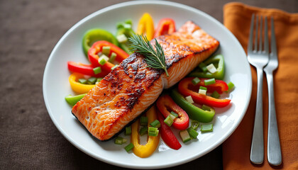 Pan-Seared Salmon with Colorful Vegetables: A Healthy & Delicious Meal