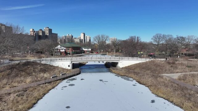 Lincoln Park At Chicago In Illinois United States. Downtown City. Leisure Park Landscape. Lincoln Park At Illinois United States. Metropolitan District. Winter Scenery.