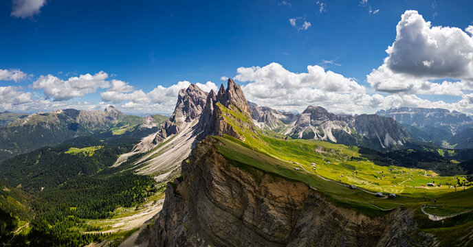 View of Seceda, Odle, Dolomites, Italy