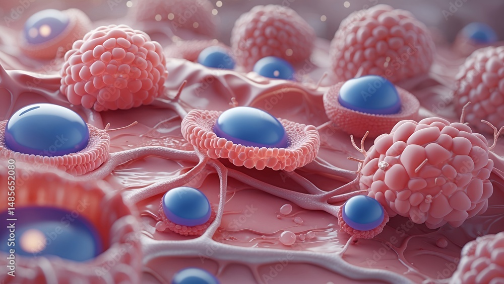 Fototapete intricate 3d rendering of skin cells and structures
