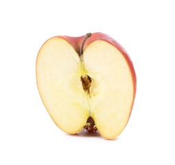 Half of damaged apple isolated on white