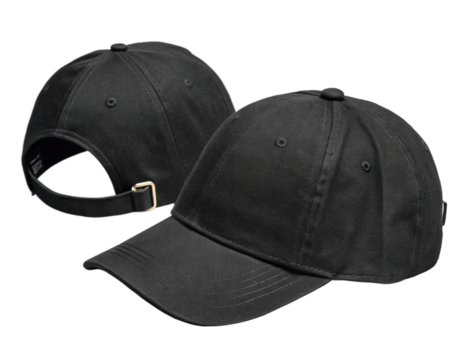 Black Baseball Cap Front and Back View Isolated PNG or JPEG Background