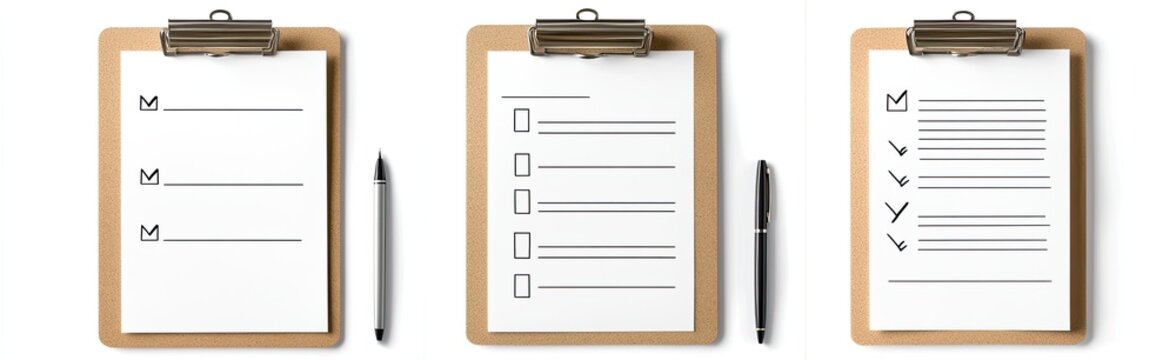 Blank Checklist Pages in a Clipboard