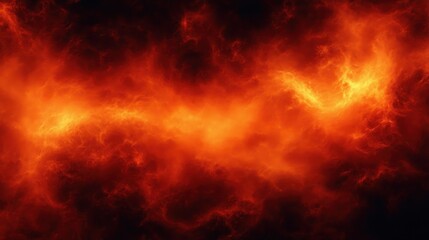 Fiery orange and red swirling clouds resembling flames or molten lava creating a dynamic, intense and dramatic visual effect