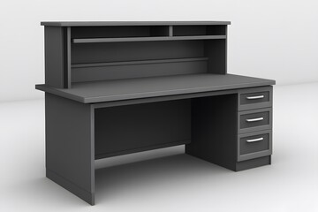 Black wooden rectangular office table. Interior design concept. Isolated object on white background.