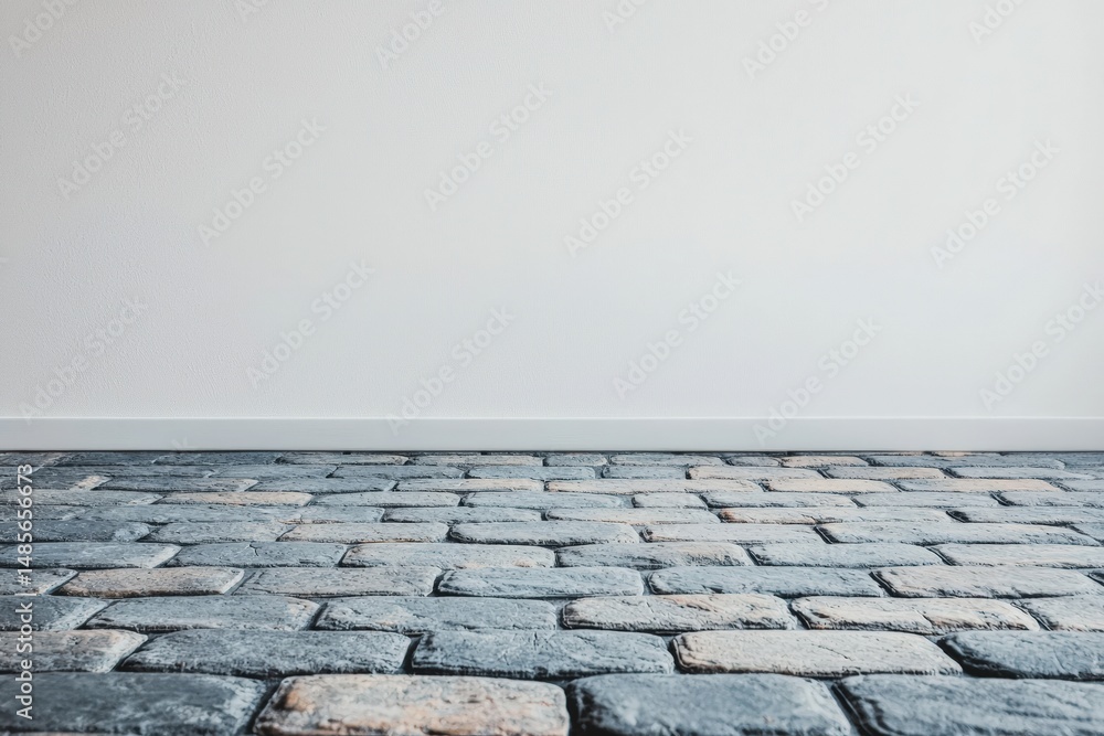 Aufkleber Gray stone pavement leading into empty white backdrop for product placement