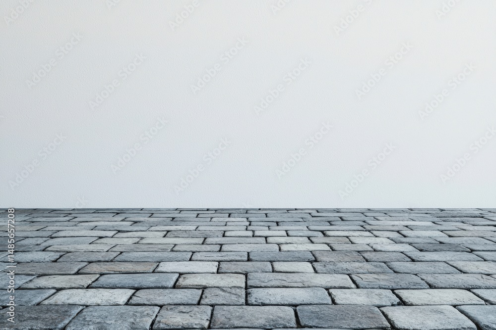 Aufkleber textured gray stone pavement leading into empty white backdrop