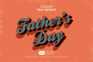 Fototapeta na wymiar Vintage Text Effect Father's Day Retro Classic Style. Editable Text Effect Grainy Noise Texture Background.