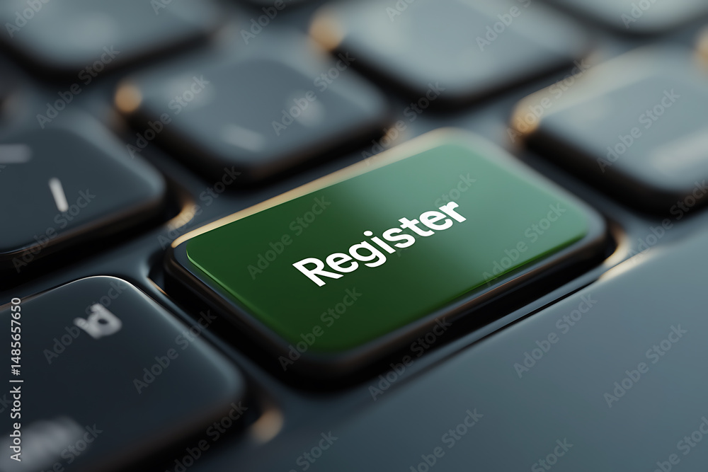 Poster close-up of a keyboard with a green 