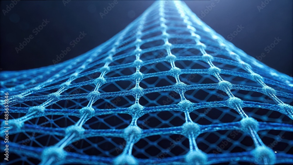 Poster Futuristic Neural Network Growth Visualization in Macro Perspective