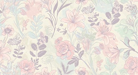 Vintage Floral Pattern with Soft Colors