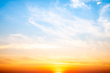 Beautiful , luxury soft gradient orange gold clouds and sunlight on the blue sky perfect for the...