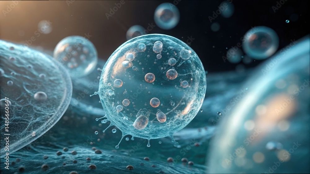 Aufkleber Hydrogel Interaction with Cells in Microscopic View of Adhesion Process