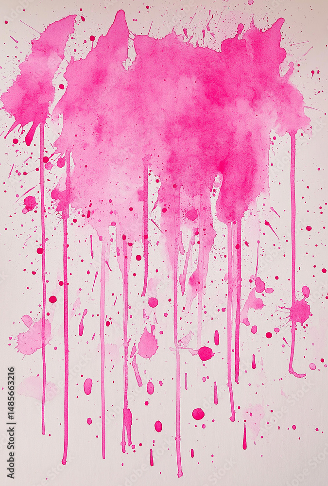 Poster minimalistic pink watercolor splash on white background – simple low-detail design with soft texture