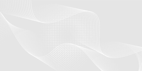 Futuristic gray white abstract background. shining wave lines pattern for banner, wallpaper, cover. Vector