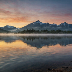 Fototapeta premium sunset over lake