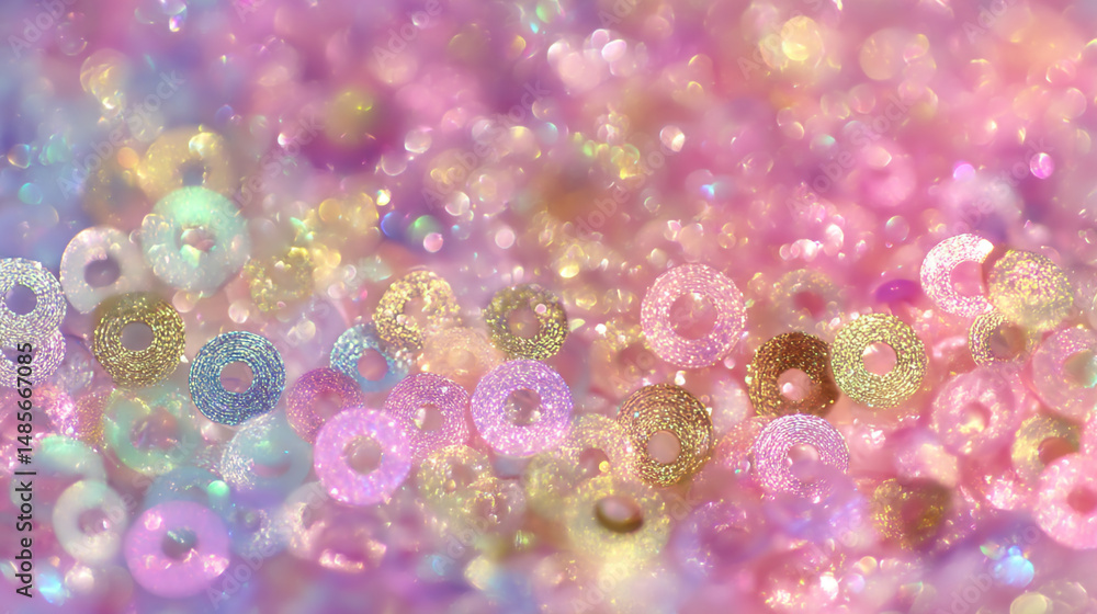 Poster shimmering colorful sequins create a dazzling effect in a vibrant display of light