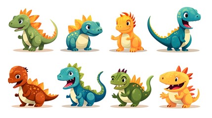 Vibrant Dinosaur Illustrations for Children's Adventure Books - 2D Fantasy Characters