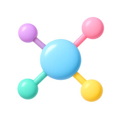 3D molecule or network connection icon with pastel spheres, great for science, data, structure, or connectivity themes
