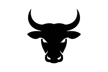 Black bull head silhouette vector animal design