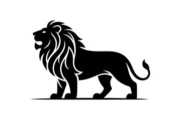 Lion logo design black silhouette vector illustration