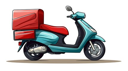Professional Delivery Motorcycle and Van Cartoon Vector Illustration for Transport Services