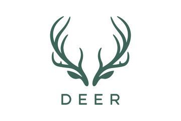 Deer antlers logo design hunting wildlife nature art