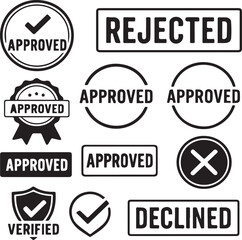 Approved and rejected vector stamp grunge set. Grunge-style stamps for approval and rejection