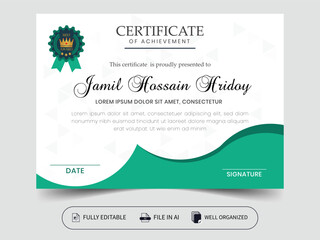 Modern Achievement  Award Certificate Templet Vector identity Deisgn
