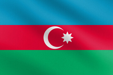 Flag of Azerbaijan with paper texture and light. Vector illustration 