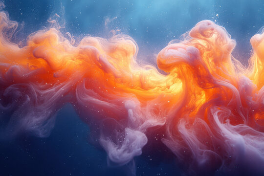 Colorful liquid cloud suspended in the air.