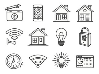Black vector icons set illustration for real estate and home appliance web design