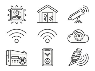 Vector icon set for wireless network and wifi signal communication